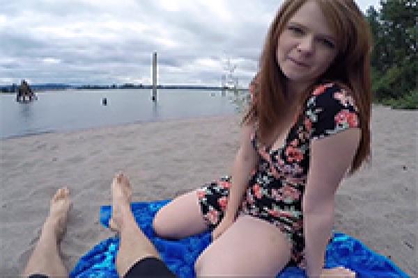Sexy Redhead Girl Gives A Nice Fuck To A Stranger At The Beach